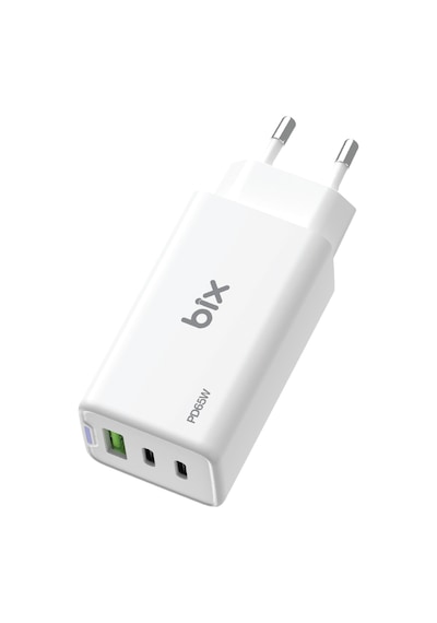Bix BX3P66G GaN 65W Üç Portlu Şarj Cihazı Beyaz