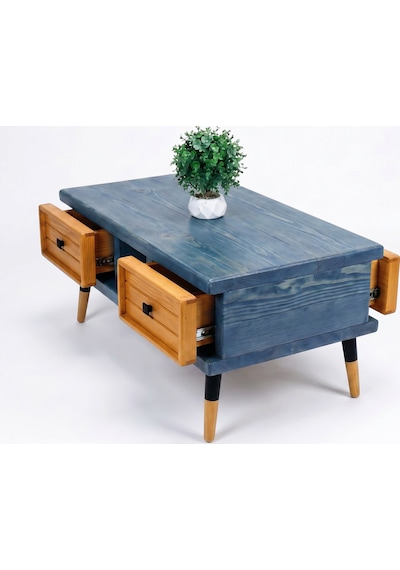 Mobenta Stria Brew: Modern Doğal Masif Orta Sehpa, 4 Çekmeceli - 110x60 Ig-tk Mavi-ahşap Mobenta Stria Brew: Modern Doğal Masif Orta Sehpa, 4 Çekmeceli - 110x60 Ig-tk Mavi-ahşap