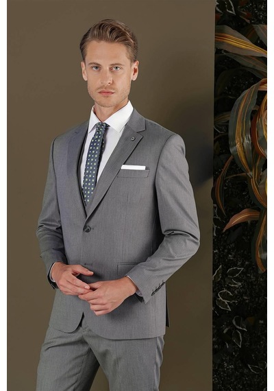 Efor Tk 877 Slim Fit Füme Klasik Takım Elbise Füme