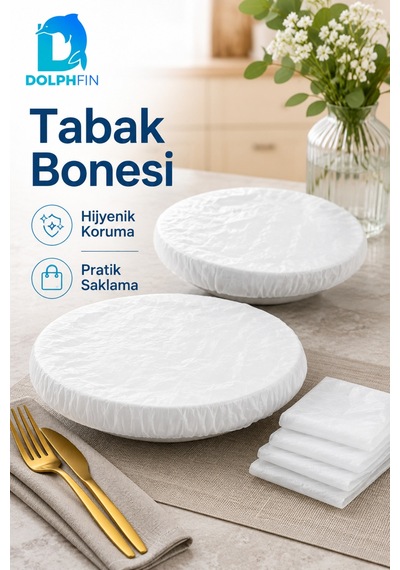 Lastikli Tabak Bonesi Şeffaf Elastik Yiyecek Koruma Örtüsü Tabak Kapatma Bonesi 100 Adet