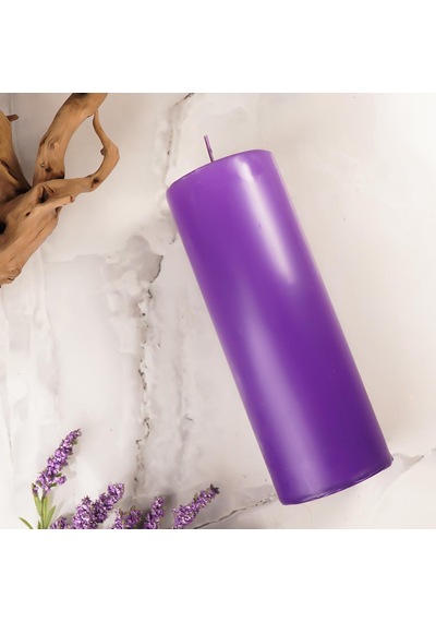 20x7 Cm Mitr Mor Silindir Mum Çok Renkli