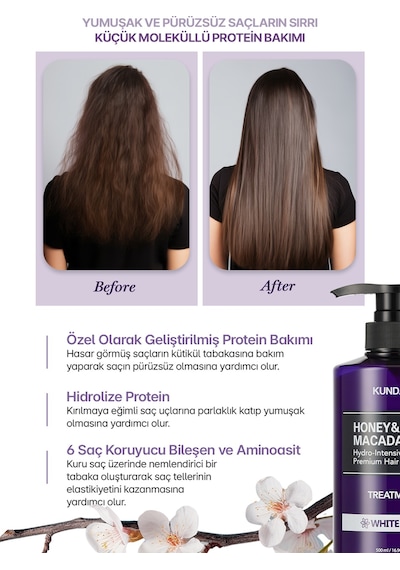 Yoğun Nemlendirici Ve Besleyici Saç Kremi Kundal Honey & Macadamia Protein Treatment Cherry Blossom