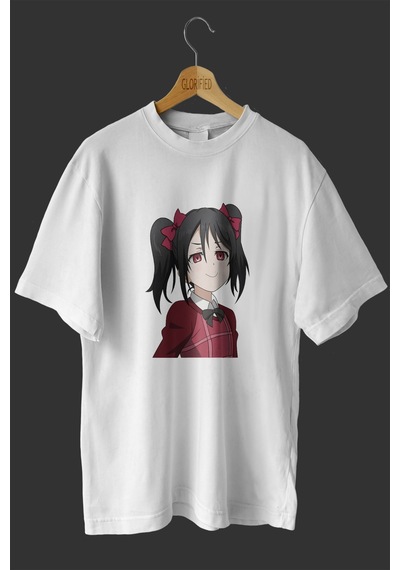Noıssey -wed Anime Kız 2 Tasarım Baskılı Oversize T-shirt Tişört Beyaz