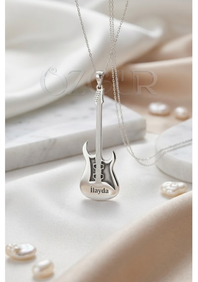 925 Ayar Gümüş İsimli Gitar Kolye