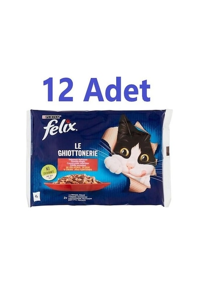 Purina Felix Multipack Sığır ve Tavuk Etli Yetişkin Kedi Maması 12'li 4 x 85 G