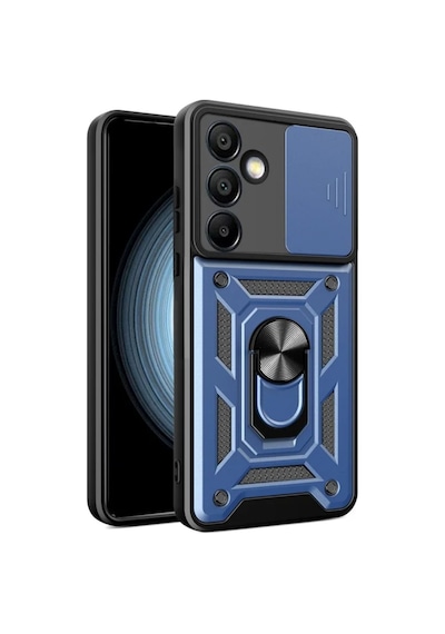 Samsung Galaxy A36 Uyumlu Tank Kılıf Yüzüklü Standlı Zırhlı Outdoor Kapak - Lacivert