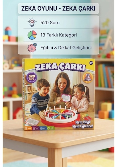 520 Sorulu Zeka Çarkı Eğitici Kutu Oyunu 13 Farklı Kategori İle Zeka Ve Dikkat Geliştirici Oyuncak