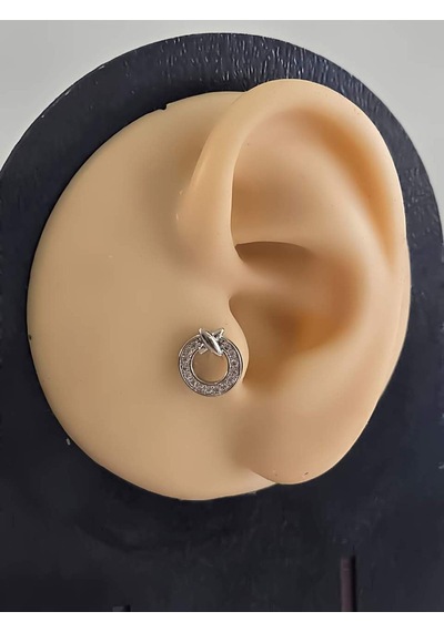 Halka X Artı Model Kıkırdak Piercing Tragus Helix Silver Gümüş Renk Küpe Silver