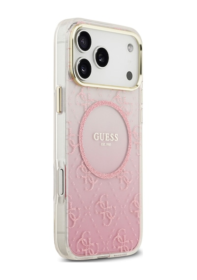 Apple Uyumlu iPhone 17 Pro Max Kılıf Guess Lisanslı M-safe Özellikli 4g Desenli Simli Silikon Kapak Pembe Pembe
