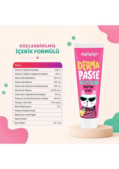 Tüy Dökülme Önleyici Biotinli Kedi Maltı 100 G, Omega 3-6 Ve Çinko