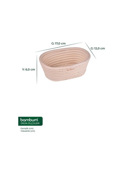 Bambum Puder - Ekmek Mayalama Sepeti Oval 17 Cm Ahşap