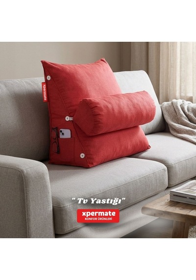 Xpermate Sırt, Bel, Boyun Destekli TV Okuma Yastığı Ameliyat Sonrası Kırmızı