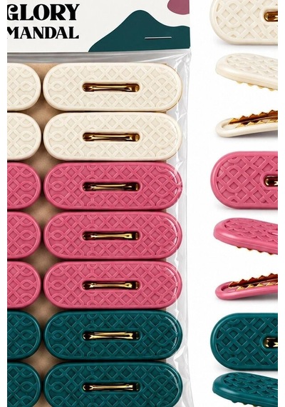 Plastik Çamaşır Mandalı 16 Adet - Kabartma Desenli Renkli Çamaşır Mandalı Bx-316852 Çok Renkli