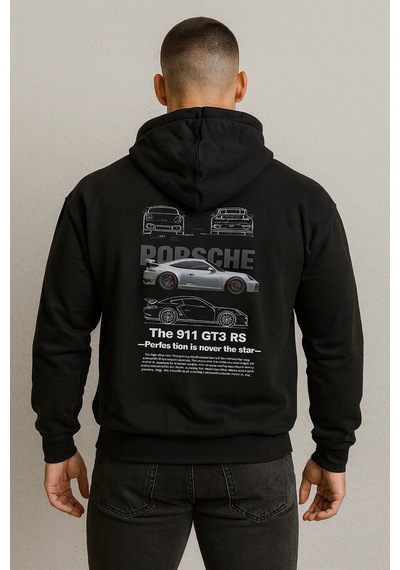 Hmo Store Unisex Ve Stil Bir Arada Porsche Kapüşonlu Hoodie Siyah