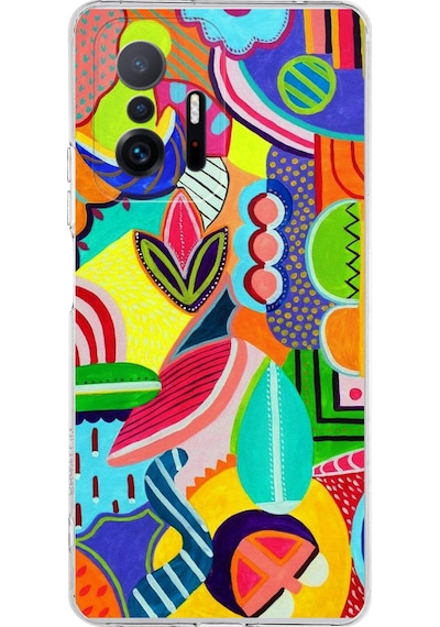 Xiaomi Mi 11t İle Uyumlu 1mm Slim Fit Retro Colors 6 Baskılı Şeffaf Kılıf Şeffaf