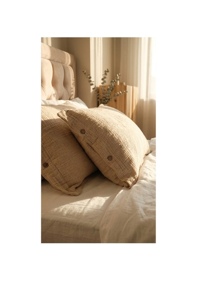 4 Katlı Müslin Naturel %100 Pamuklu 2 Adet Yastık Kılıfı 50x70cm Vizon - 875312156 Vizon