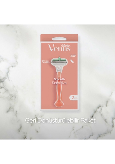 Gillette Venus Smooth Sensitive Tıraş Makinesi + Yedek Bıçak 2'li