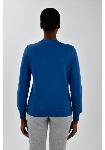United Colors of Benetton Kadın Sol Göğsü Logo Detaylı Sweatshirt Mavi