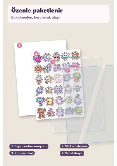 30 Adet Holografik Sevimli Figürler Sticker Seti - Laptop Defter Telefon İçin Çok Renkli