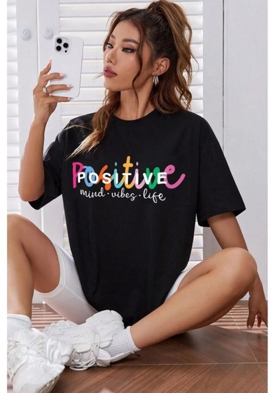 Medinenur Positive Baskılı Unisex Tshirt Siyah