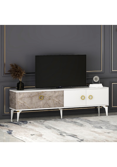 T0019 Zümrüt Alt Modül Tv Ünitesi Gordion Mermer/beyaz T0019 Zümrüt Alt Modül Tv Ünitesi Gordion Mermer/beyaz