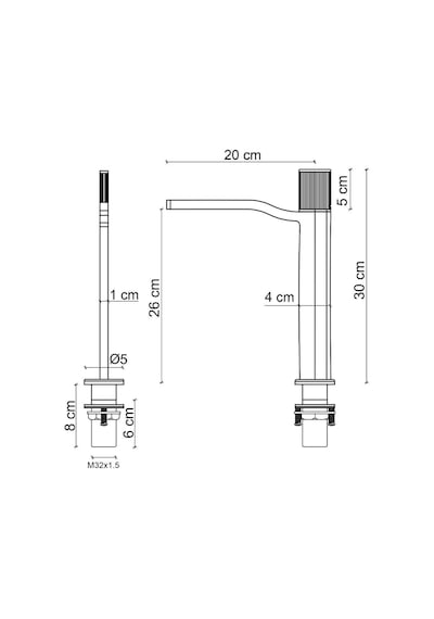 Fontana FA-7022 Yüksek Lavabo Bataryası Mat Altın