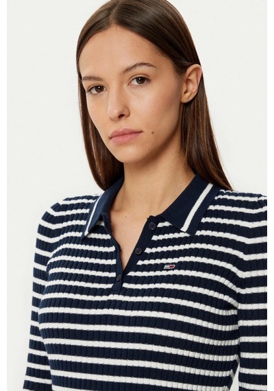 Tommy Hilfiger Tommy Jeans Kadın Mavi Triko Elbise Mavi