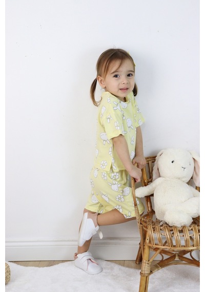 Harika Kids Kız Çocuk Tavşan-çiçek Baskılı Şortlu İkili Takım 001