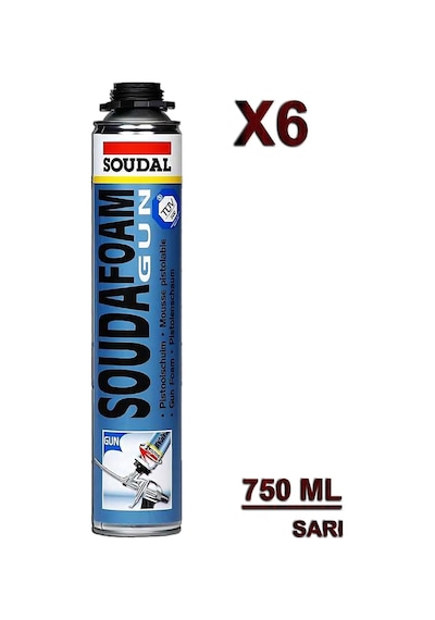 Soudafoam Gun Köpük Tabancalı 750 Ml, Sarı, 6 Adet
