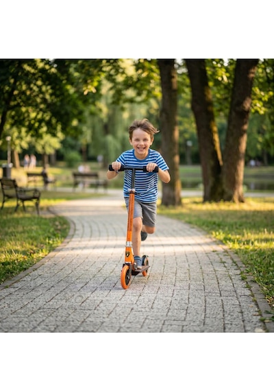 Lamborgini L6-120 Katlanabilir 2 Tekerlekli Çocuk Scooter 50kg Kapasite 3+ Yaş Turuncu