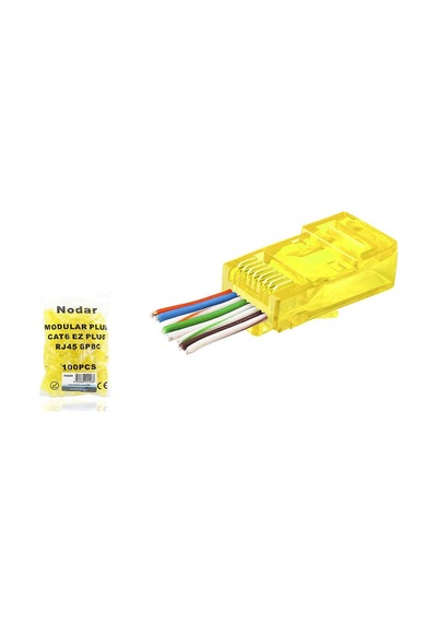 Cat6 Ez Rj45 Konnektör - 100 Adet Sari / Ekonomik Poşet Paket Nd2408 Evimdeyokyok