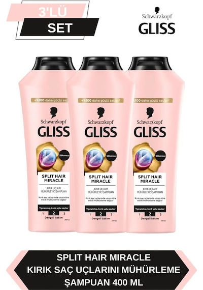 Gliss Split Hair Miracle Şampuan 3 x 400 ML