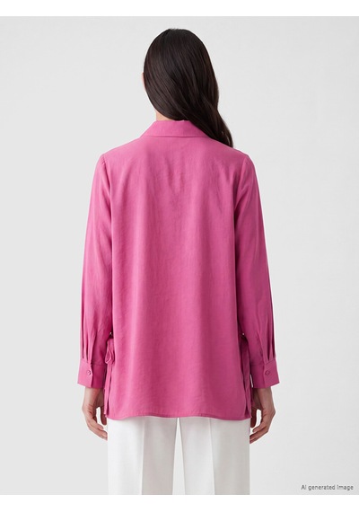 Lcw Everyday Fuşya Oversize Modal Karışımlı Kadın Gömlek Tunik
