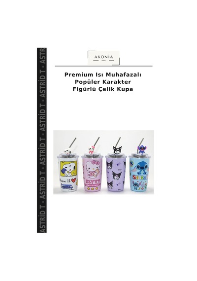 Premium Isı Muhafazalı Popüler Karakter Figürlü Çelik Kupa Çok Renkli