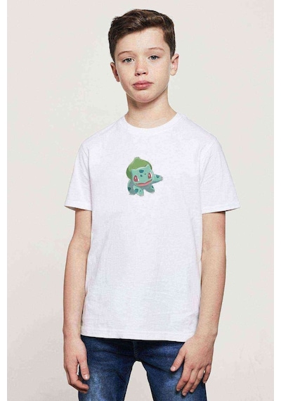 Tshirthane Yeşil Pokemon Karakter Pokémon Baskılı Unisex Çocuk Beyaz T-Shir