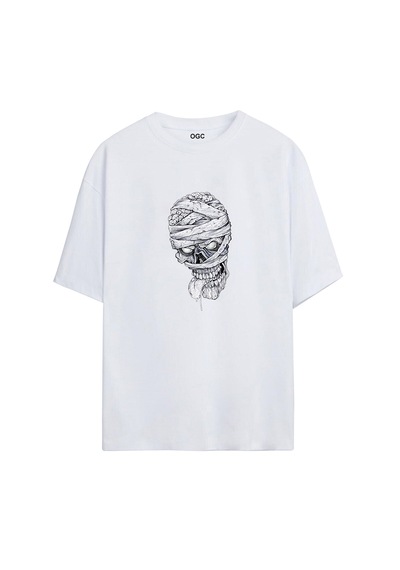 Ogc Mumya Kafa Oversize Unisex T-shirt Beyaz