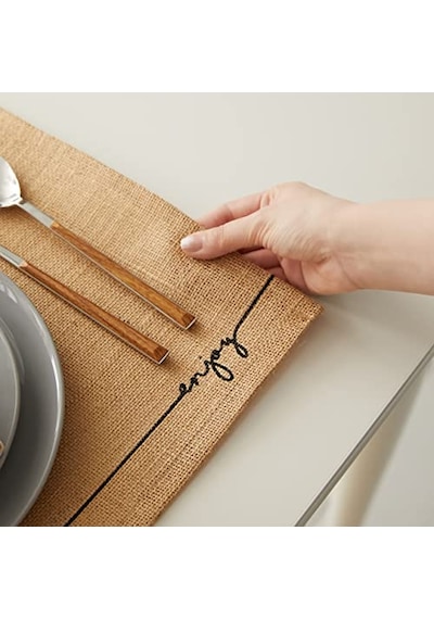 Amerikan Servis El Yapımı Pamuklu Natural Jüt Örme Düz Yuvarlak Supla 37x37cm Çok Renkli