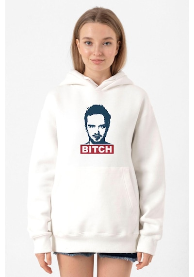 Breaking Bad Jesse Pinkman Bitch Beyaz Kadın 3ip Kapşonlu Sweatshirt 001