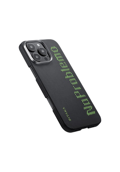 Apple Uyumlu iPhone   16 Pro Max Kılıf   Magsafeli Lumintex Teknoloji Fosforlu Aramid Fiber Pitaka Aries Noproblemo
