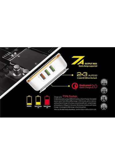 Tsmart 6 Usb Çıkışlı Qualcomm Hızlı Şarj Cihazı Tsmart 6 Usb Çıkışlı Qualcomm Hızlı Şarj Cihazı