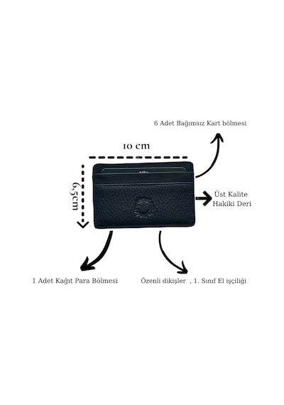 Unisex Mat Black Mini Design Hakiki Deri Kartlık Cüzdan Erkek - Kadın Siyah