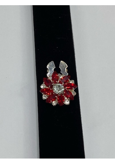 Taşlı Düğme /taşlı Klipsli Düğme/2,5 Cm Kırmızı