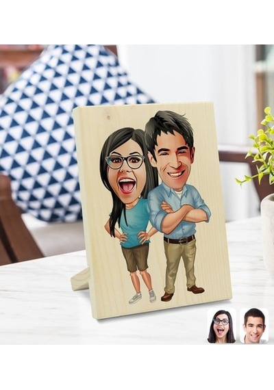 Kişiye Özel Sevgililer Karikatürlü Dekoratif Ahşap Çerçeve Model (539867023)