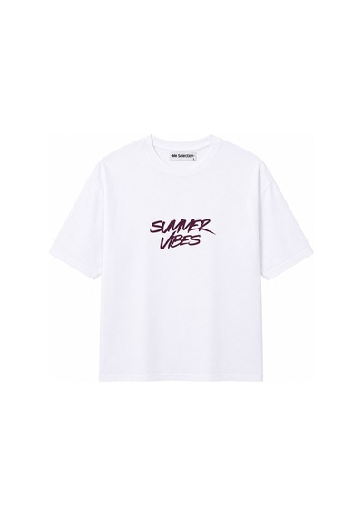 Me Selection Summer Vibes Tasarım %100 Pamuk Unisex Basic Tişört Beyaz