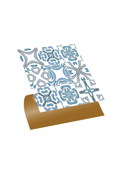 Tink KENDİNDEN YAPIŞKANLI MAVİ KABUKİ DESENLİ PVC KARO 30X30 CM