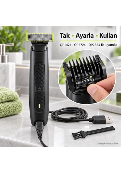 Philips Oneblade Qp1424, Qp2724 Ve Qp2824 Modelleriyle Uyumlu Olarak Hazırlanan 3 Lü Bakım Seti