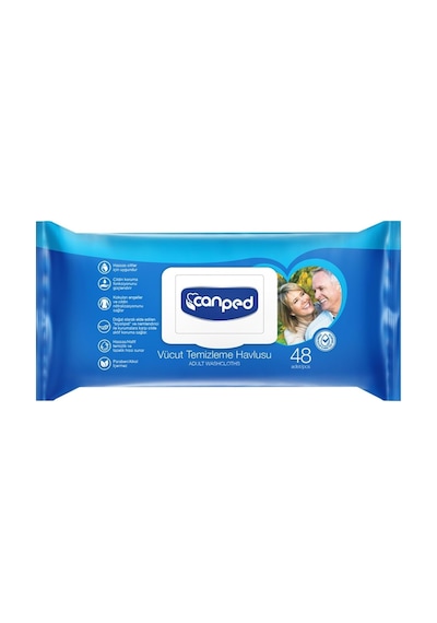 Hasta Vücut Perine Temizleme Islak Mendil Havlu 48 Yaprak Xl 4 Lü Set Plastik Kapaklı XL