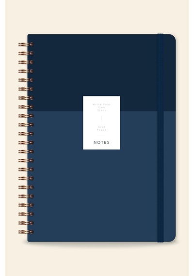 Paperora 20x28 Spiralli Sert Kapak Lastikli Kareli Not Defteri La Lacivert