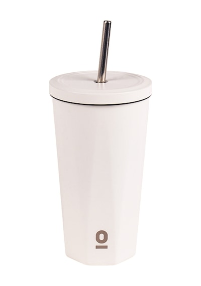 Paslanmaz Çelik Beyaz Pipetli Mug Termos 500 ML No:81