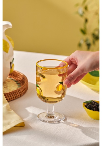 Karaca Desenli Kadeh 390 Ml Sarı